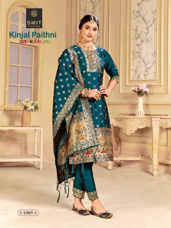 Smit Kinjal Paithni Festival Wear Kurti With Bottom Dupatta Collection